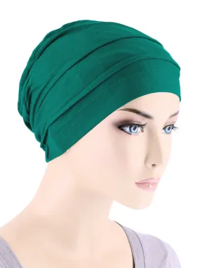 BBPCAP-GREEN#Lux Bamboo Pleated Cap in Emerald Green