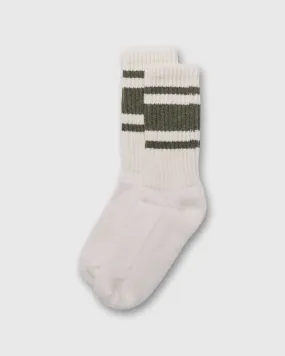 Cashmere Mono Stripe Socks in Olive