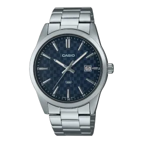 Casio Men's Watch, Blue Dial Silver Stainless Steel Strap, MTP-VD03D-2A