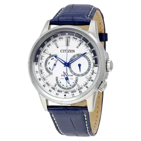 Citizen Eco-Drive White Dial Blue Leather Strap Watch BU2020-02A