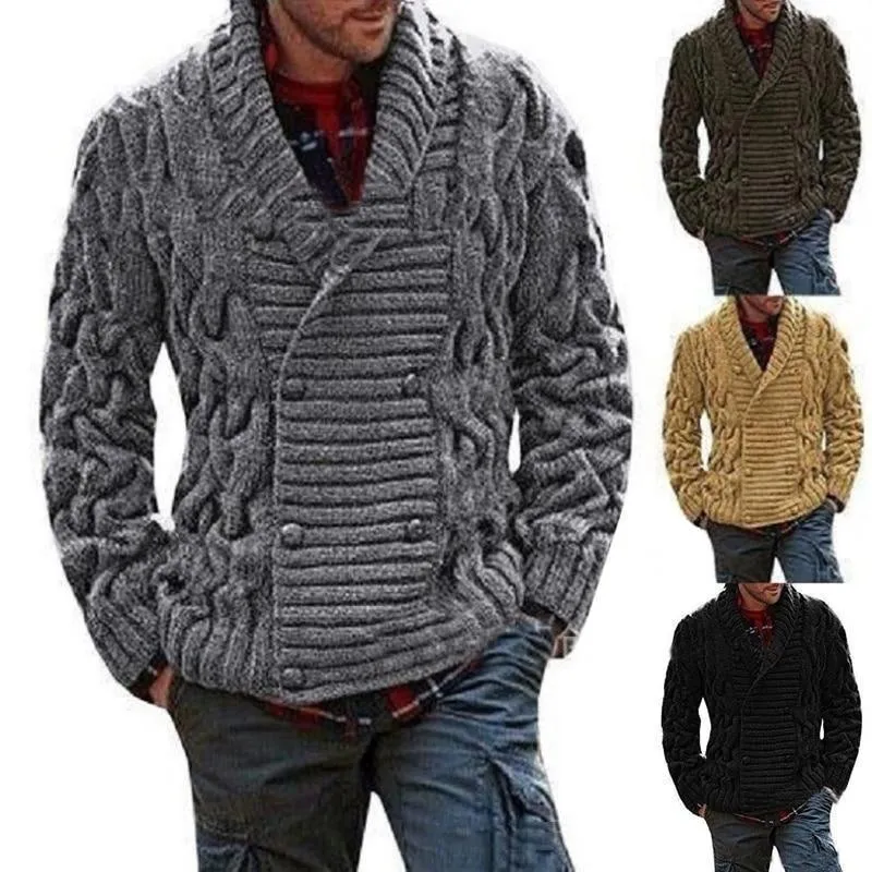 Crocheted Double-Breast Cardigan For Men