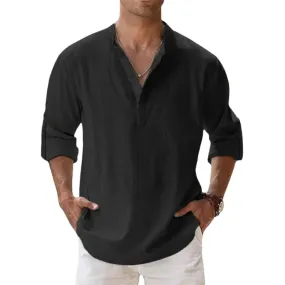 Linen Blend Shirt for Men's Casual Wear