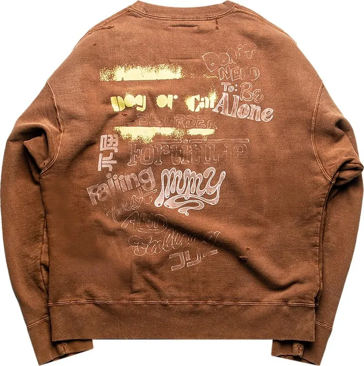 Maison Mihara Yasuhiro Distressed Graffiti Pullover 'Brown', brown