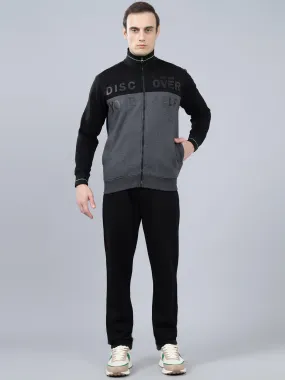 Men's Black Color Block Winter Track Suit