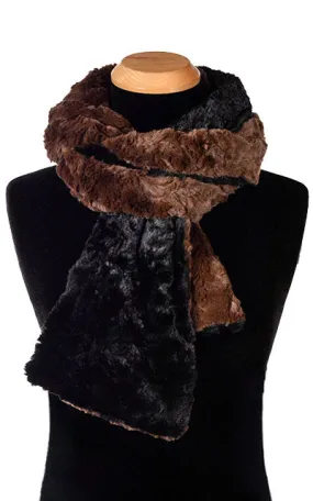 Men's Classic Scarf - Two-Tone, Cuddly Faux Fur in Black Combinations