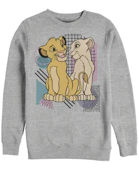 Men's Disney The Lion King Retro Simba and Nala T-Shirt Fifth Sun crew neck fleece, multi