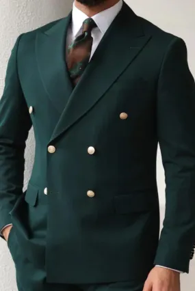 Mens Double Breasted Green Coat Wedding Blazer Formal Breasted Coat Dinner Coat Bespoke Tailoring