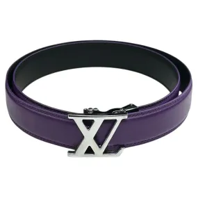 Men's Purple Luxury Belt Genuine Leather Sliver Buckle