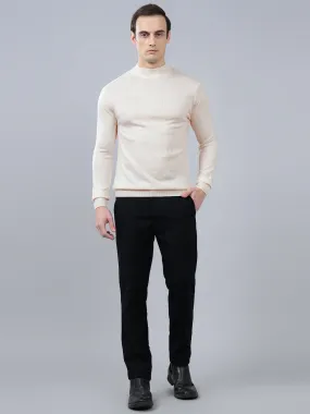 Men's Solid White Full Sleeve Sweater