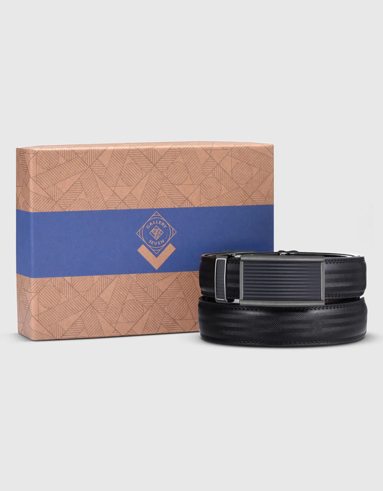Men's Zigzag Leather Ratchet Belt