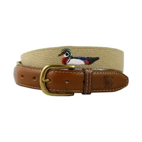 Wood Duck & Pipe Embroidered Belt